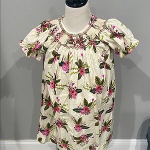 Floral Pink and Green Kids Dress